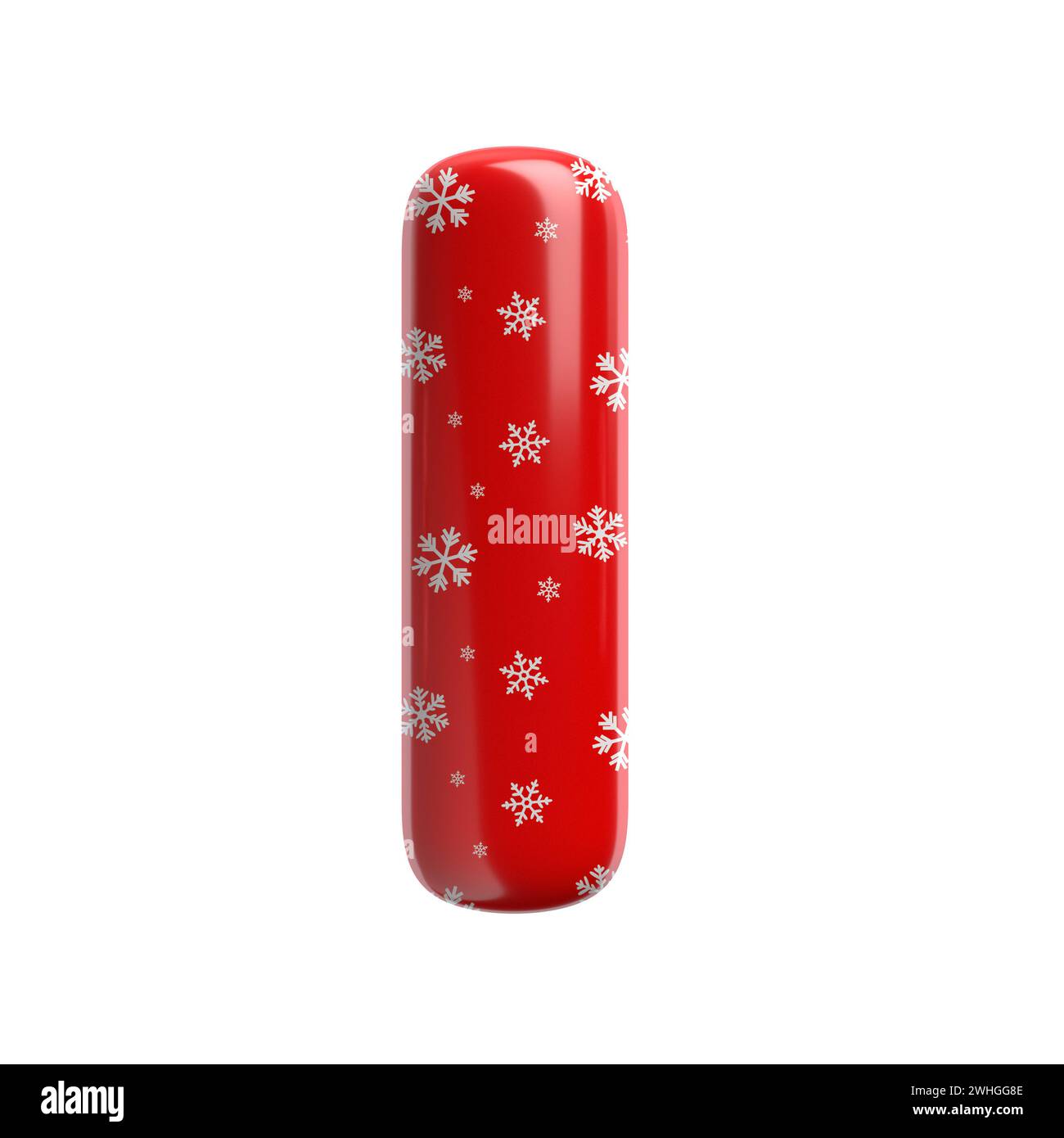 Schneeflockenbuchstabe L - kleine 3D-weihnachtsschrift - geeignet für Weihnachten, weihnachtsmann oder Winter-Themen Stockfoto