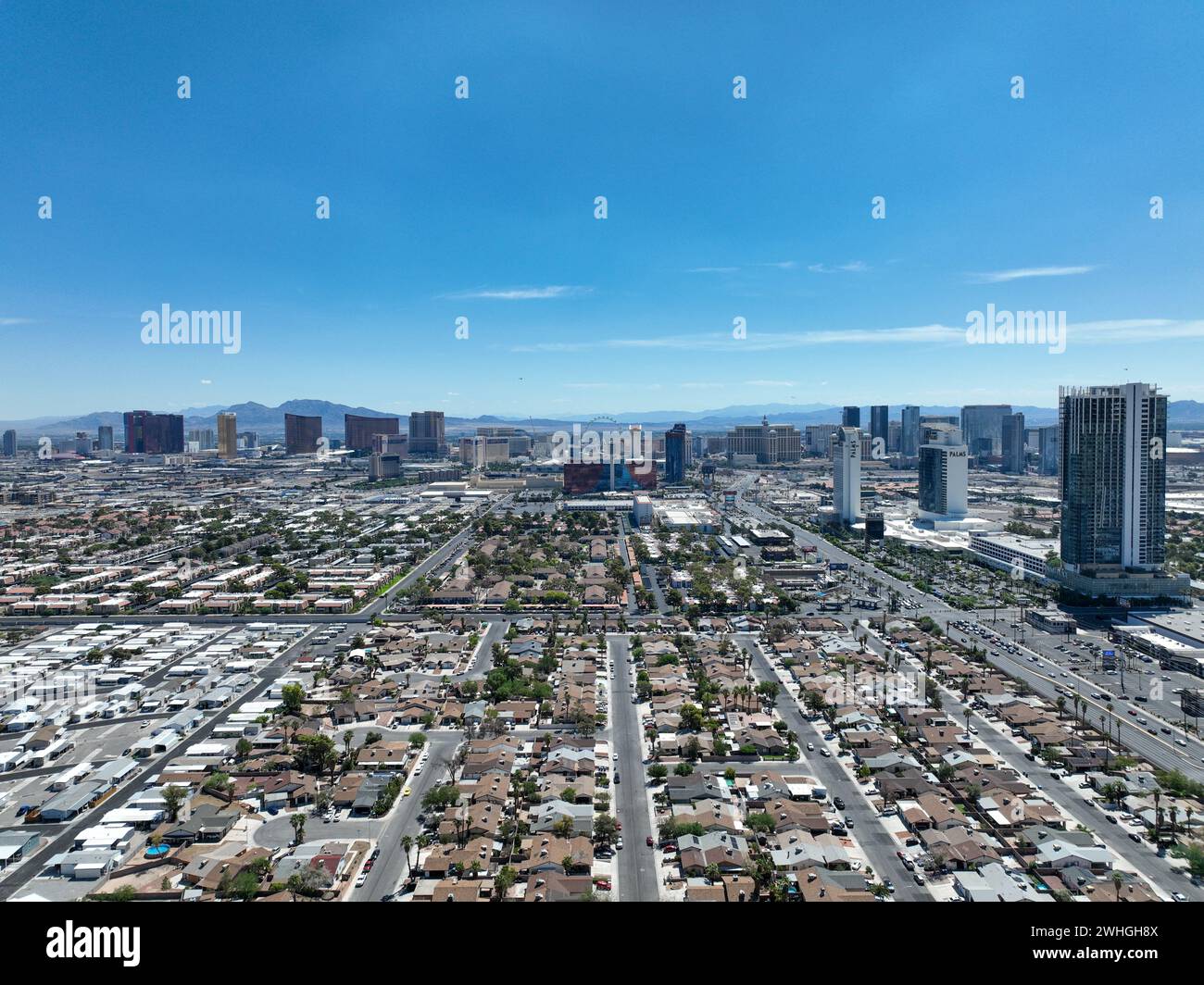 Aus der Vogelperspektive über die städtischen Vorstadtgemeinden in Las Vegas Nevada Stockfoto