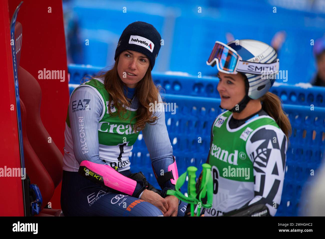 Marta Bassino aus Italien im Einsatz beim AUDI FIS Ski World Cup 2023/2024, 9. Damen-Riesenslalom am 10. Februar 2024 in Avet (Soldeu, AUDI FIS) Stockfoto