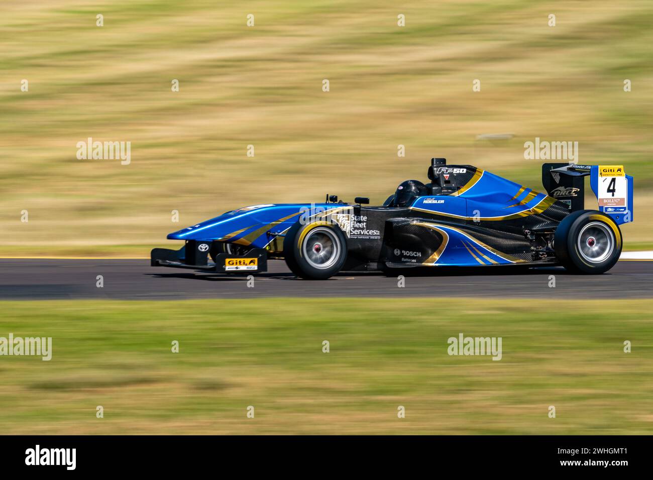 Sandown Park, Australien. Februar 2024. Matthew Roesler (#4) wird während der Qualifikation für die Giti Australian Formula Open am Samstag beim Shannon’s Speed Series Race Sandown in Runde 3 Credit: James Forrester/Alamy Live News Stockfoto