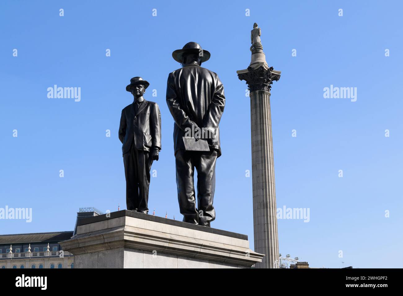 The Trafalgar Square, Vierter Sockel, Auftrag Antelope des Künstlers, Akademikers und Autors Samson Kambalu. Die Skulptur stellt ein Foto von Baptist wieder her Stockfoto