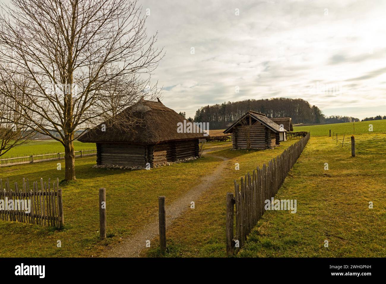 Wiederaufbau eines keltischen Dorfes bei Seebruck Stockfoto