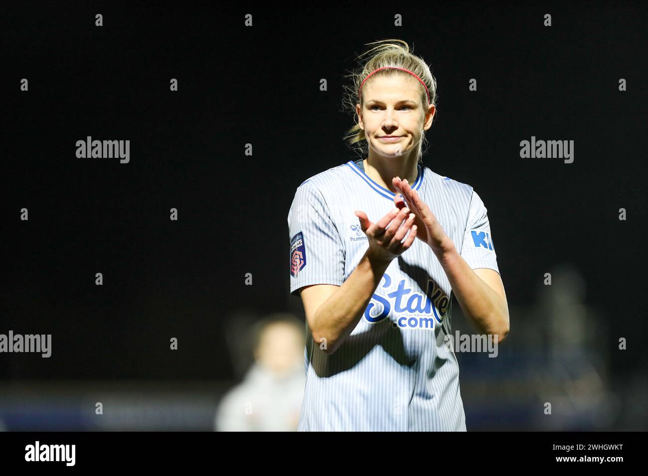 London, Großbritannien. 4. Februar 2024. Justine Vanhaevermaet während des WSL-Spiels zwischen Chelsea und Everton in Kingsmeadow. Stockfoto