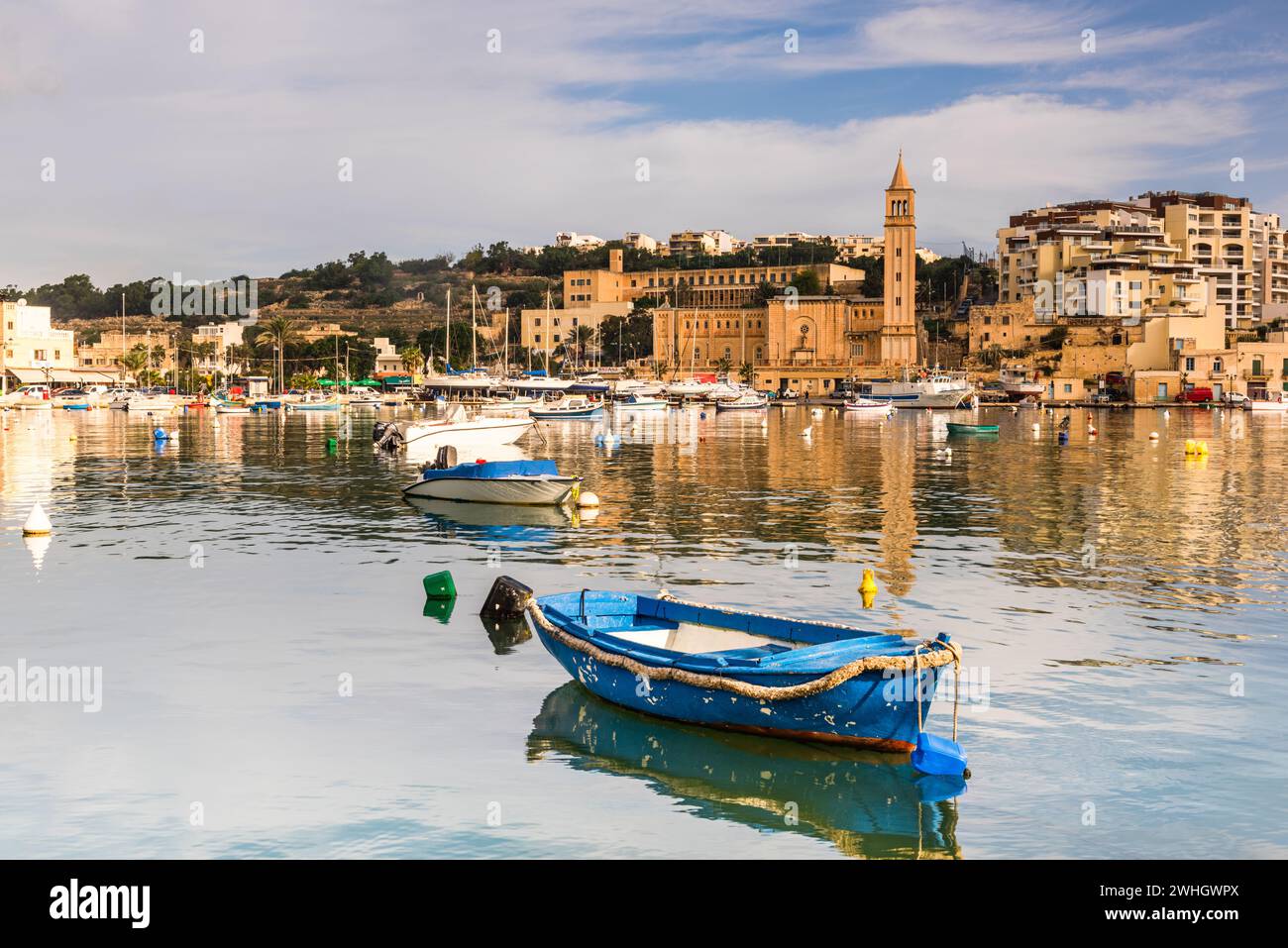 Marina im Fischerdorf Marsaskala auf Malta Stockfoto