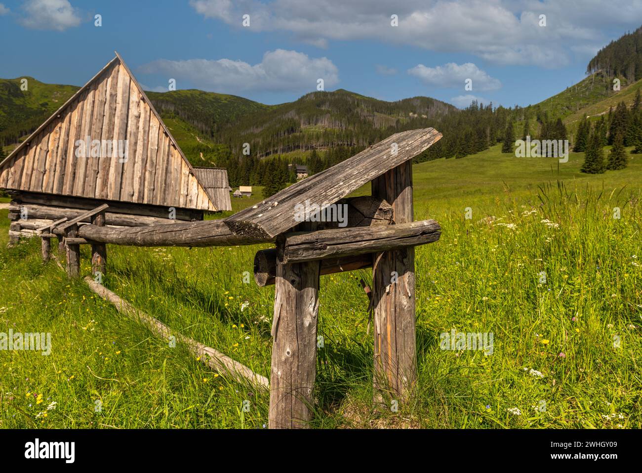 Hütte im Chocholowka-Tal im tatra-Nationalpark in Polen bei Zakopane Stockfoto
