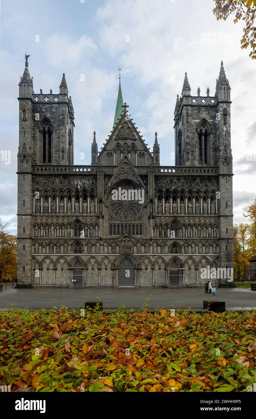 Nidaros Kathedrale in Trondheim, Norwegen im Herbst Stockfoto