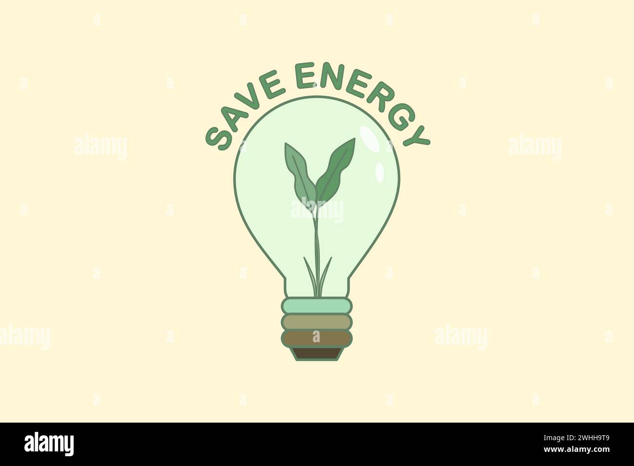 Energiesparlampe. Grüne Energie. Öko-Glühlampe. Vektorabbildung. Stock Vektor