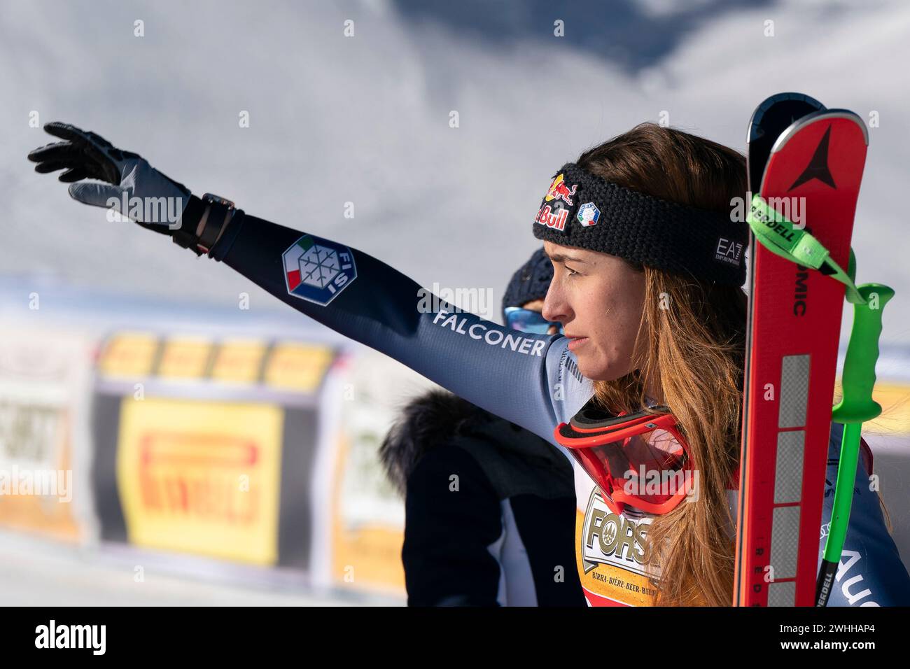 Cortina d’Ampezzo, Italien 27. Januar 2024. GOGGIA Sofia (Ita) 3. Platz im Audi FIS Alpine Ski World Cup Frauen Abfahrtsrennen auf der Olympiastelle in t Stockfoto