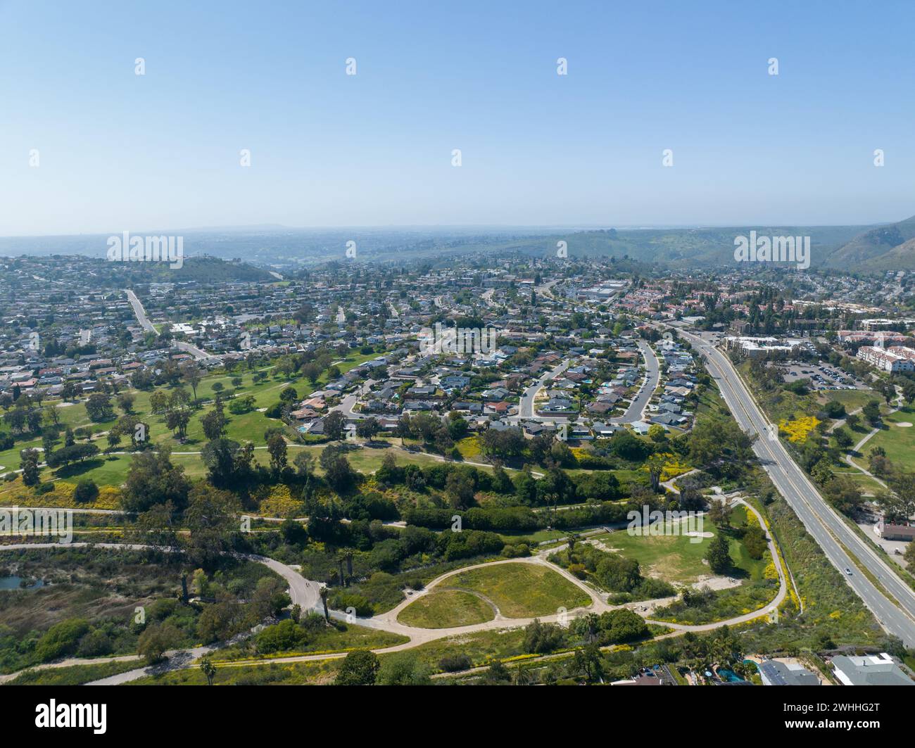 Luftaufnahme des Hauses in La Mesa City in San Diego, Kalifornien Stockfoto