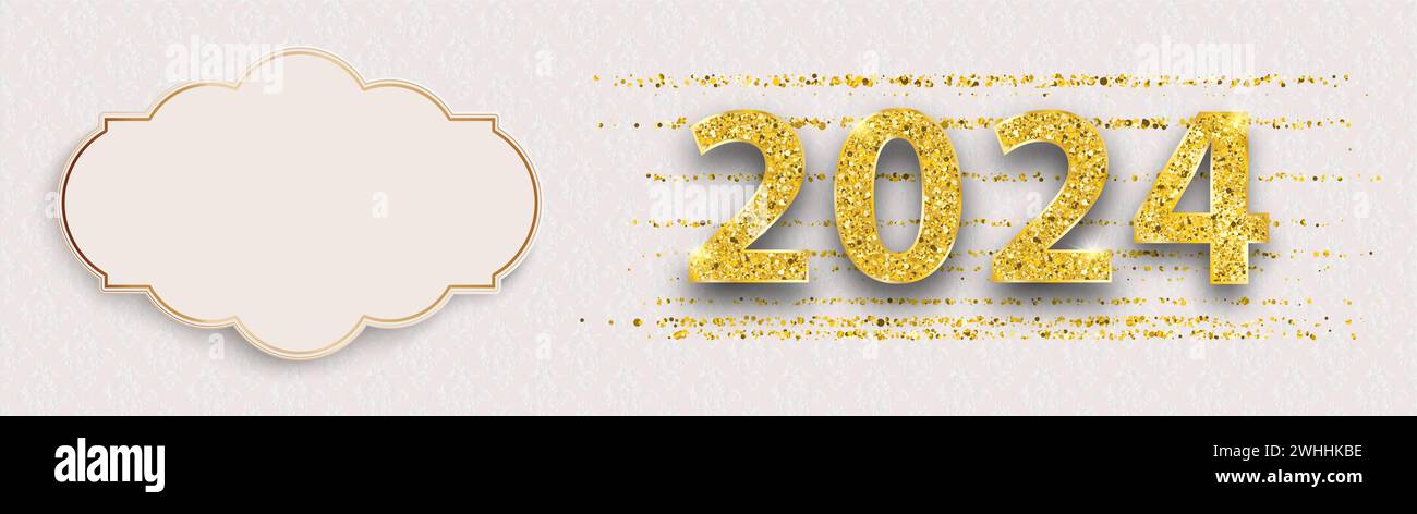 Einladungsbanner mit Emblem und Text 2024. EPS 10-Vektordatei. Stockfoto