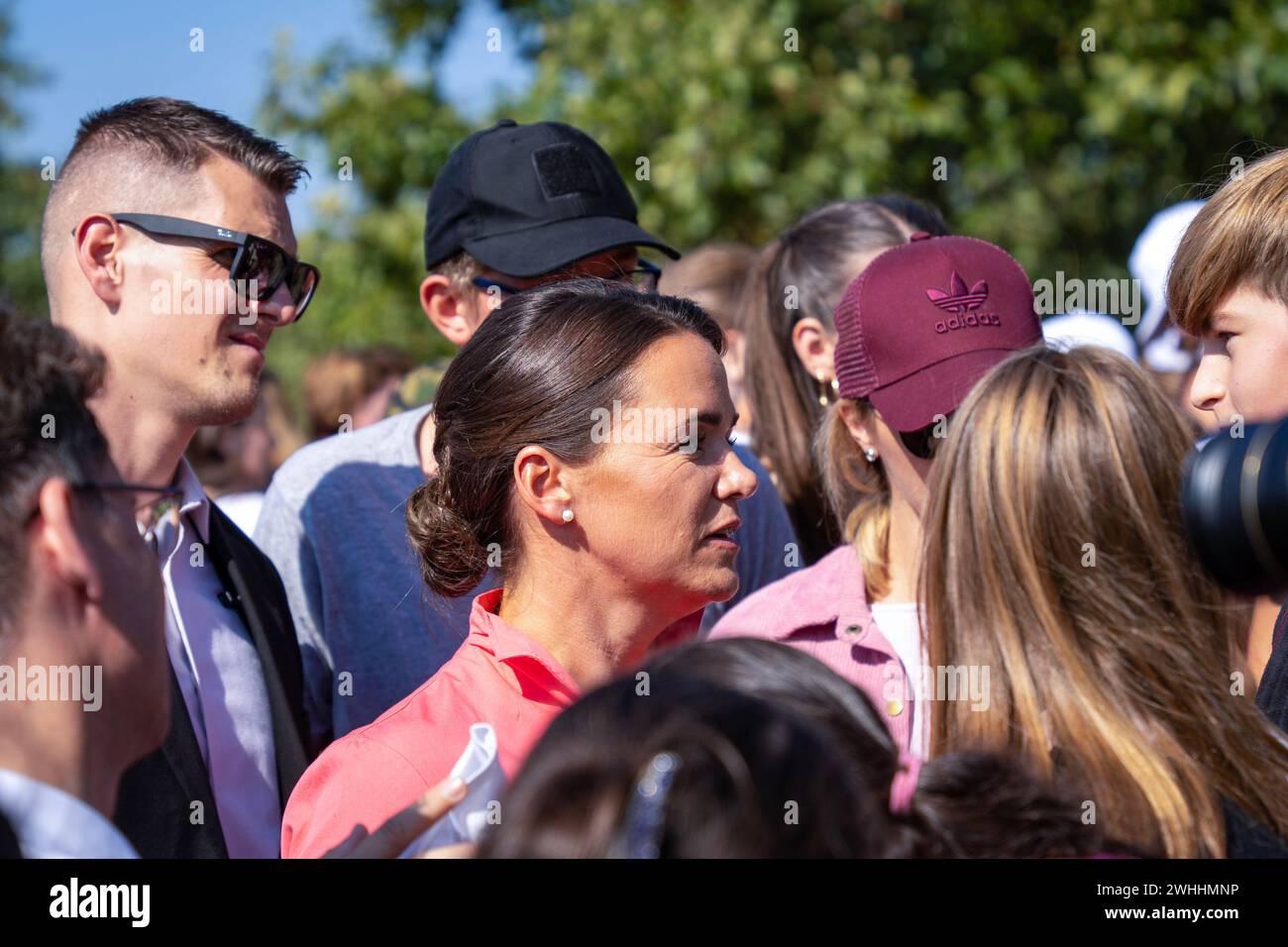 Katalin Novák, Präsident der Republik Ungarn, bei einer Presseveranstaltung am 29. September. 2023. Pakozd, Ungarn Stockfoto