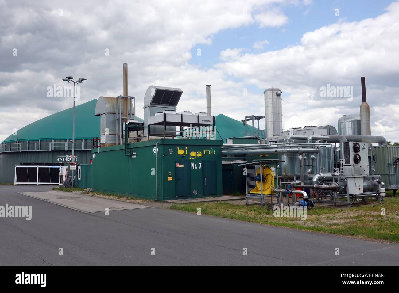 Biogasanlage zur Methangewinnung Stockfoto