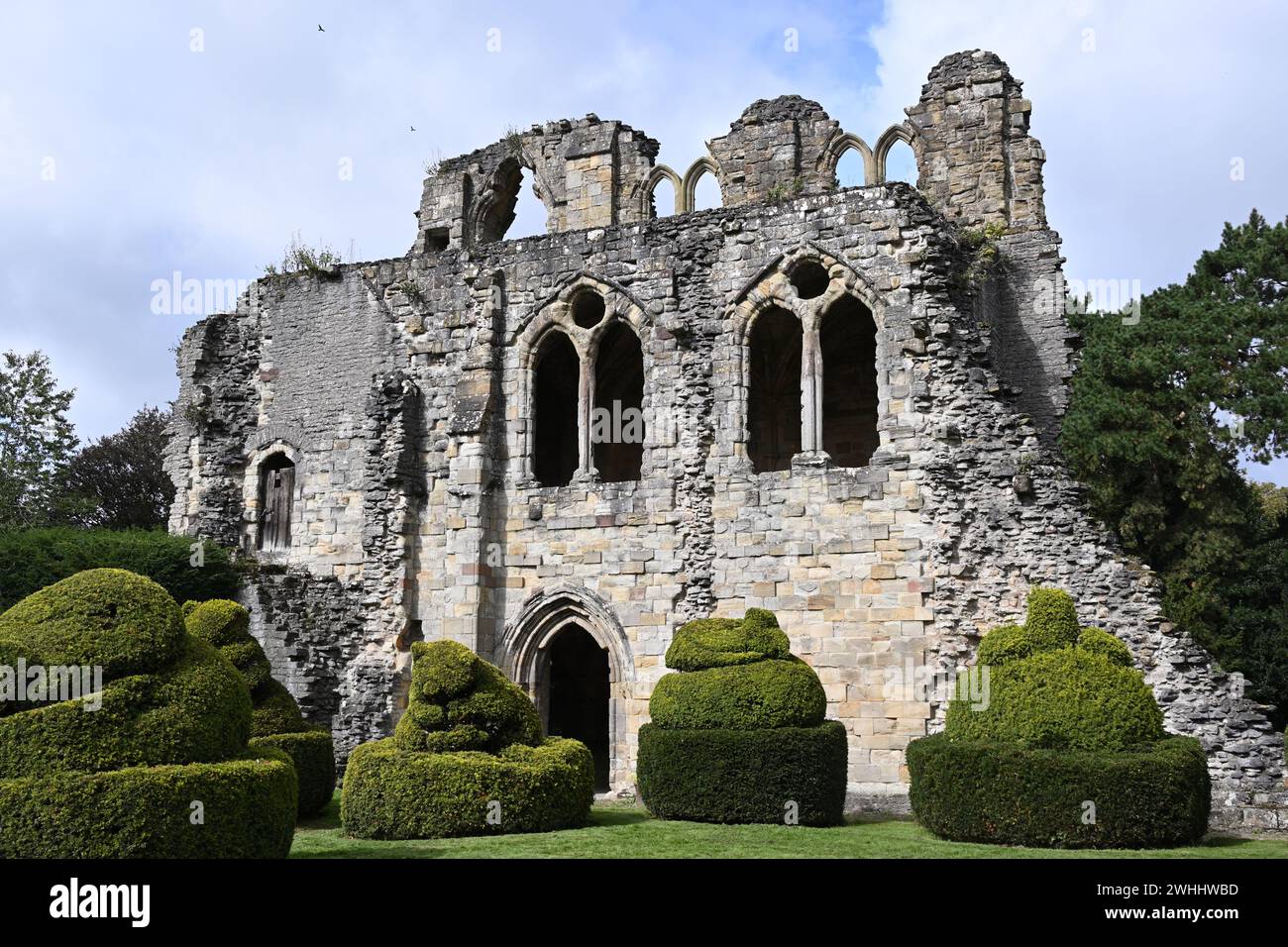 Wenlock, oder St. Milburga's Priory Kloster aus dem 12. Jahrhundert in Much Wenlock, Shropshire, Großbritannien September Stockfoto