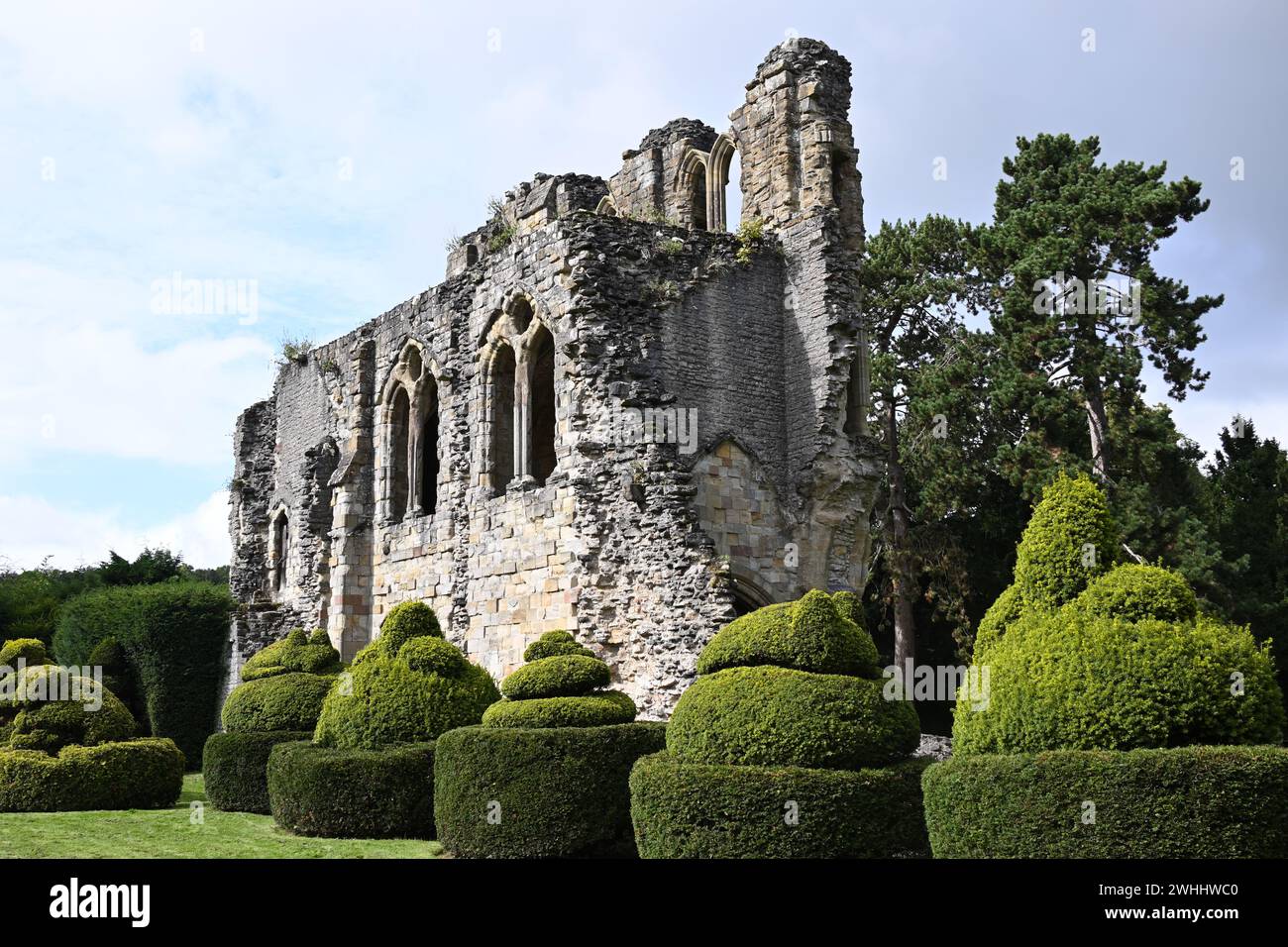 Wenlock, oder St. Milburga's Priory Kloster aus dem 12. Jahrhundert in Much Wenlock, Shropshire, Großbritannien September Stockfoto