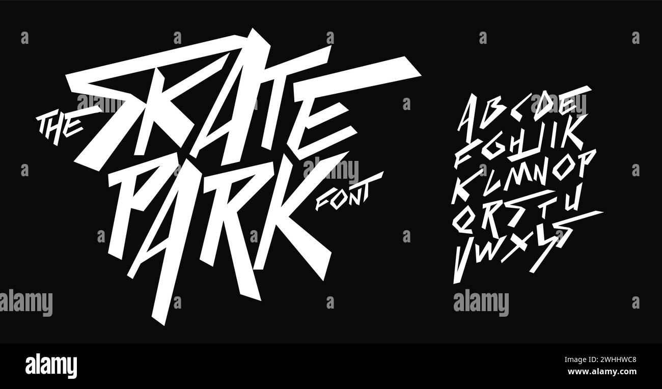 Coole Street-Art-Schriftart dynamische Graffiti-Schriftart für modernes, auffälliges Markierungslogo, temperamentvolle, ausdrucksstarke Headline und urbanes Ambiente für Jugendliche. Typografisches Kunstdesign. Vektor Stock Vektor