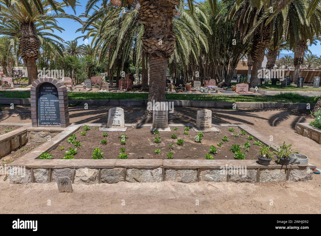 Deutsche Soldatengräber auf dem Swakopmund-Friedhof in Namibia Stockfoto