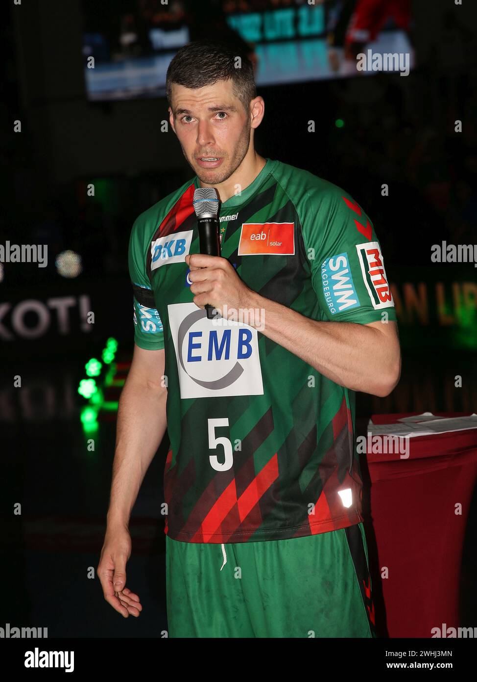 Montenegrinischer Handballspieler Vladan Lipovina SC Magdeburg beim Abschied am 08/2023 Stockfoto