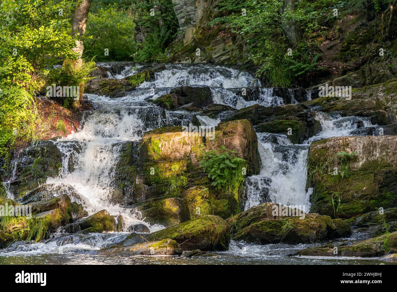 Bilder des Selke Wasserfalls im Selketal Harz bei Alexisbad Harzgerode Stockfoto