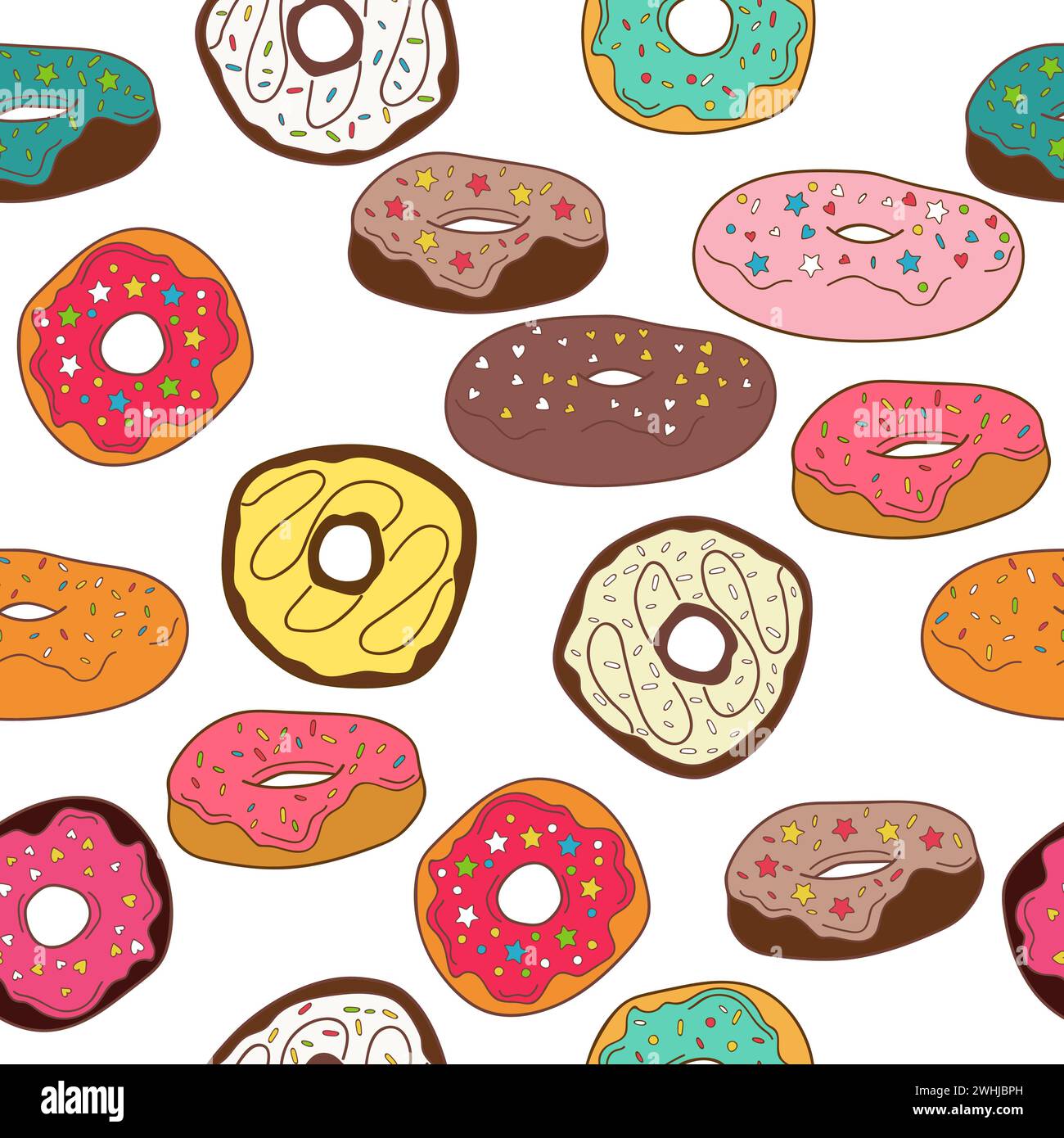 Donuts nahtloses Muster Hintergrund. Vektorabbildung Stock Vektor