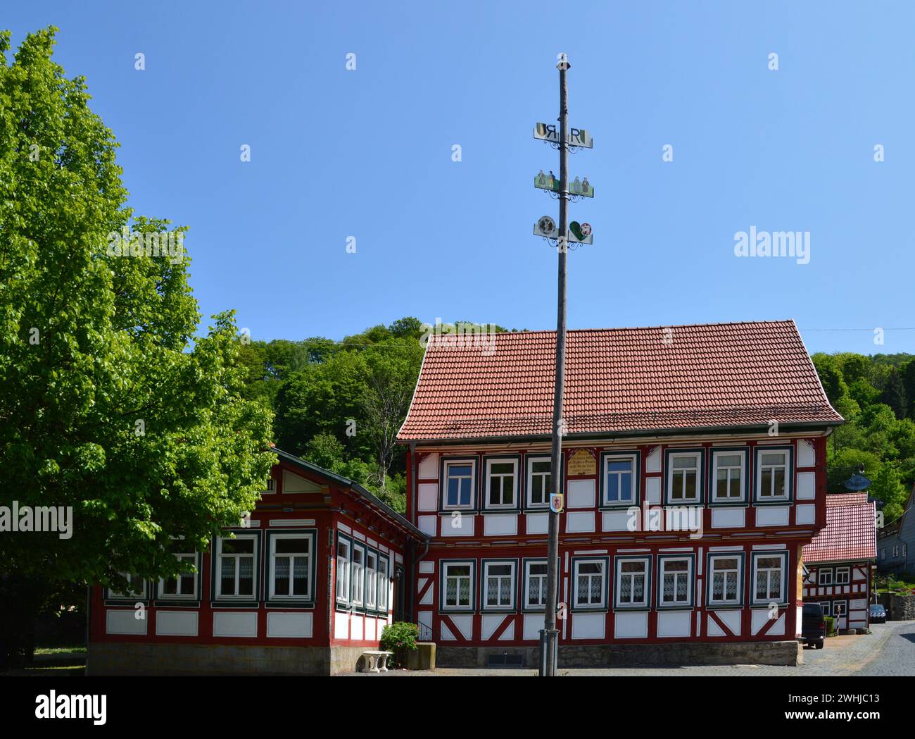 Historisches Gebäude in der Altstadt von Ruhla, Thüringen Stockfoto