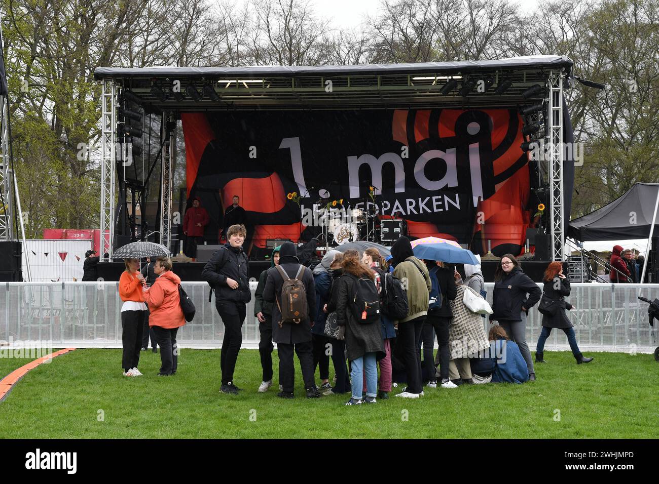 Kopenhagen/Dänemark 1. Mai 2018 Dänen feiern am 1. Mai 2018 den Arbeitstag mit Bannern und Musik vage Gewerkschaften und gemeinsame Parteifeier in Kopenhagen Dänemark. Photo.Francis Joseph Dean / Deanpictures. Stockfoto