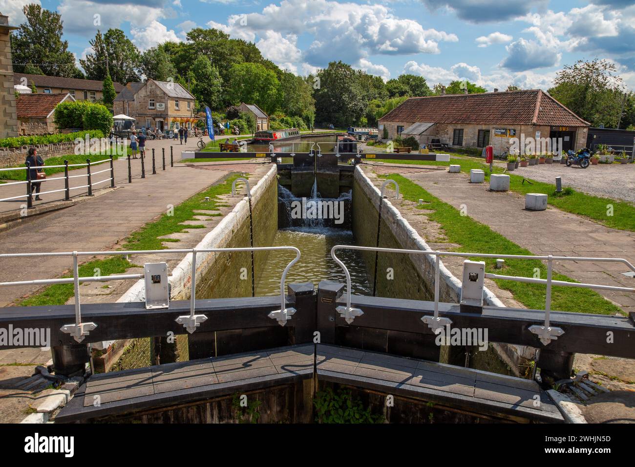 Kennet & Avon Canal Lock in Bradford-on-Avon, Wiltshire Stockfoto
