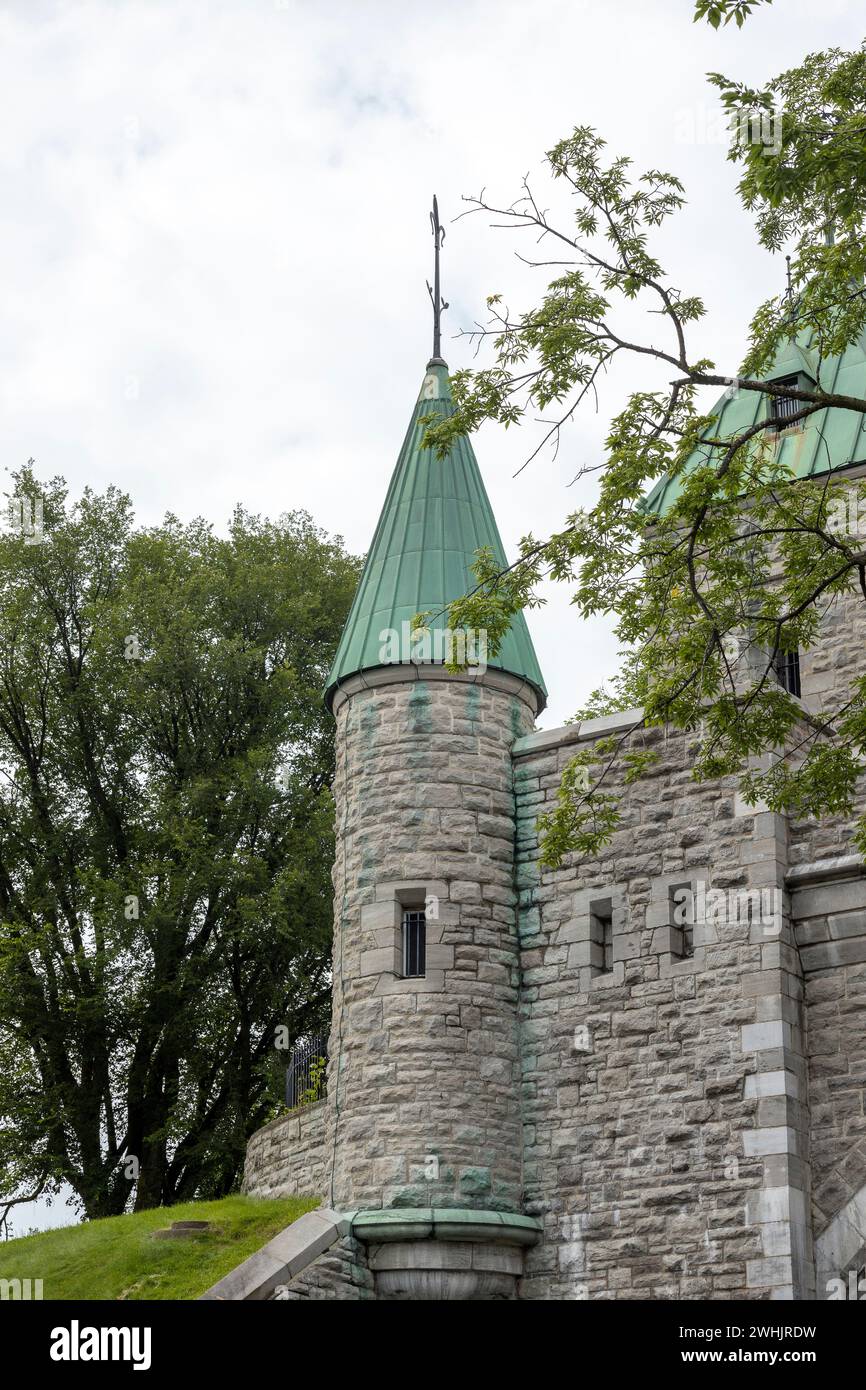 Detail der alten Festung von Quebec. Blick auf die antike Architektur von Québec. Als Hauptstadt der kanadischen Provinz Québec Stockfoto