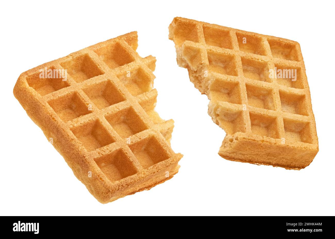 Belgische Waffeln isoliert auf weißem Hintergrund Stockfoto