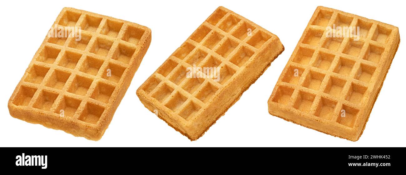 Belgische Waffeln isoliert auf weißem Hintergrund Stockfoto