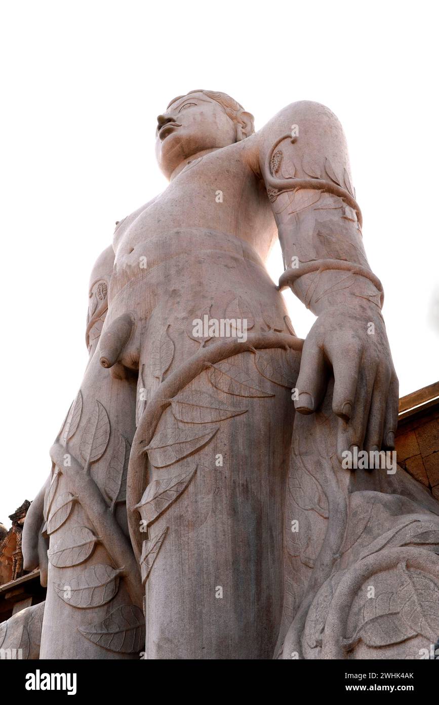 Gomateshwara-Statue, Jaina asketisch, Jain-Tempel auf dem Vindyagiri-Hügel, Shravanabelagola, Karnataka, Südindien, Indien Stockfoto