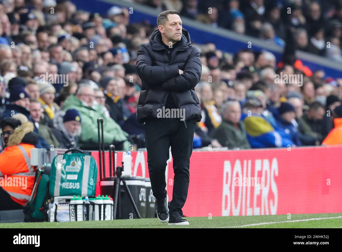 Leeds, Großbritannien. Februar 2024. LEAM Richardson Manager von Rotherham United während des Sky Bet Championship Matches Leeds United gegen Rotherham United in Elland Road, Leeds, Vereinigtes Königreich, 10. Februar 2024 (Foto: James Heaton/News Images) in Leeds, Vereinigtes Königreich am 10. Februar 2024. (Foto: James Heaton/News Images/SIPA USA) Credit: SIPA USA/Alamy Live News Stockfoto