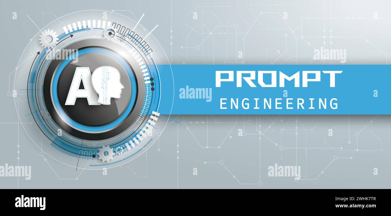 Schaltplan mit dem Text Prompt Engineering. EPS 10-Vektordatei. Stockfoto