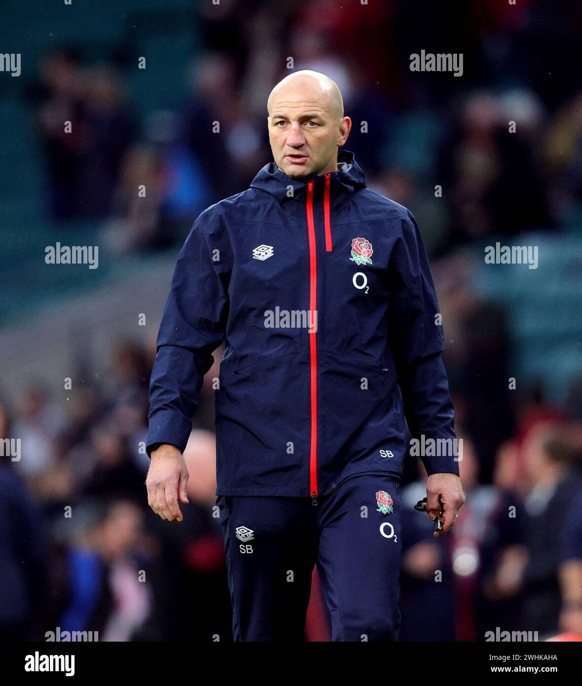 London, England. Februar 2024. Englands Cheftrainer Steve Borthwick beim Guinness 6 Nations Spiel zwischen England und Wales. Quelle: Ben Whitley/Alamy Live News Stockfoto