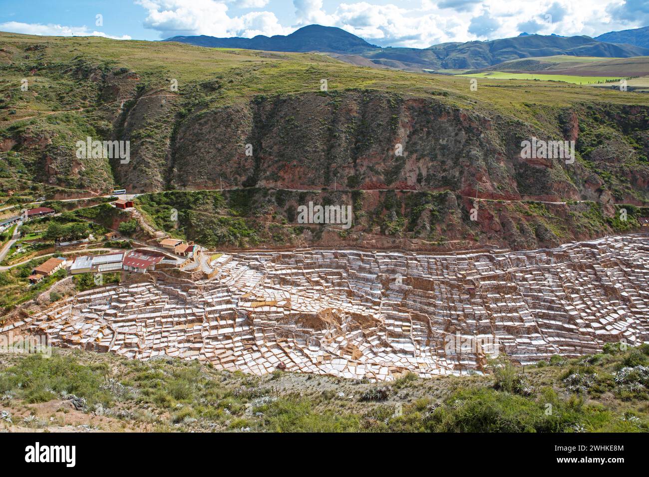 Salineras de Maras oder Salzminen von Maras, Region Cusco, Peru Stockfoto