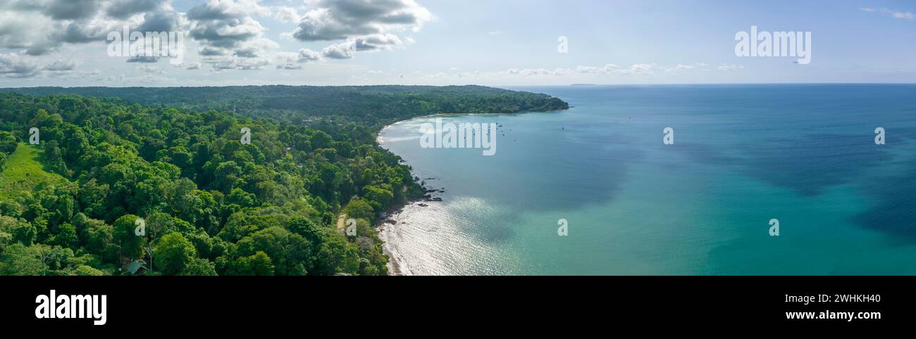Luftaufnahme, Panorama, Marino Ballena Nationalpark, Osa Nationalpark, Südpazifik Strand und Meer, Puntarenas Provinz, Osa, Costa Rica Stockfoto