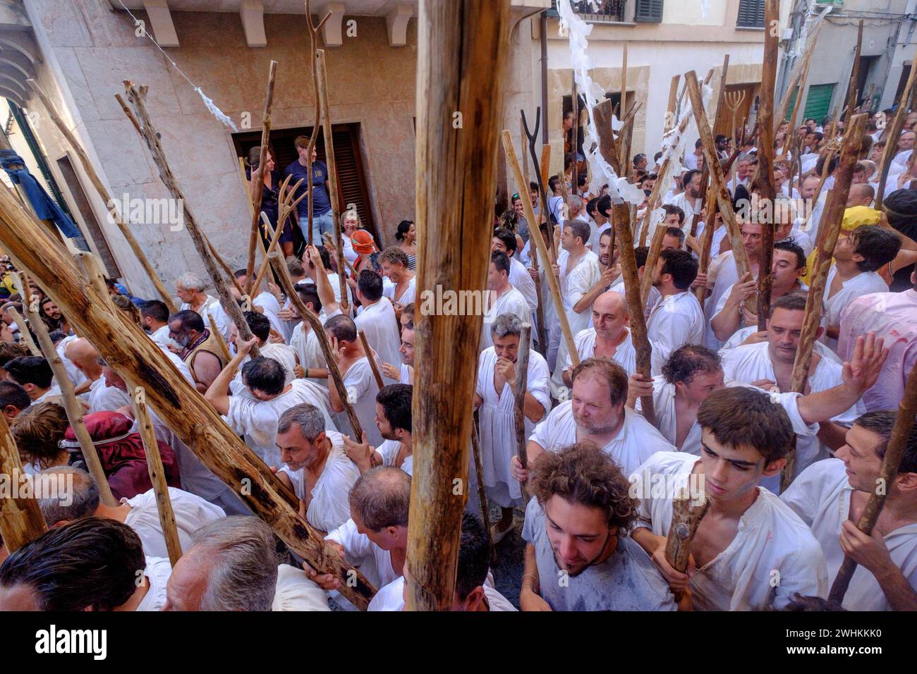 Batalla entre moros y cristianos Stockfoto