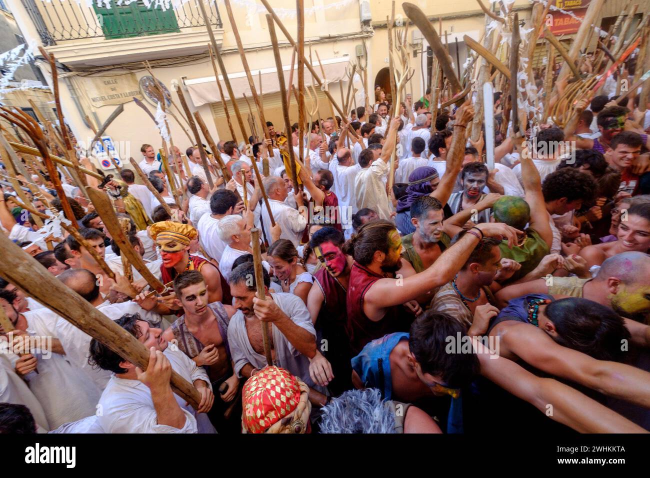 Batalla entre moros y cristianos Stockfoto