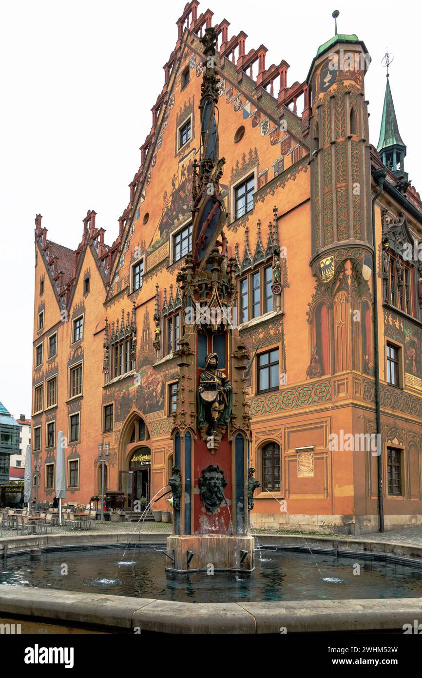 Das Rathaus der Stadt Ulm ist eines der berühmten Denkmäler der Stadt Stockfoto