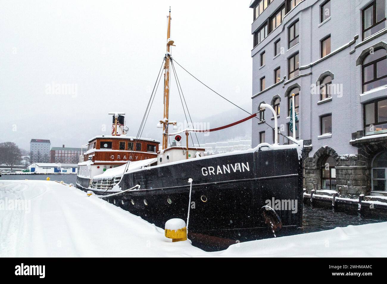 Veteran-Dampfschiff Granvin im Hafen von Bergen, Norwegen. Stockfoto