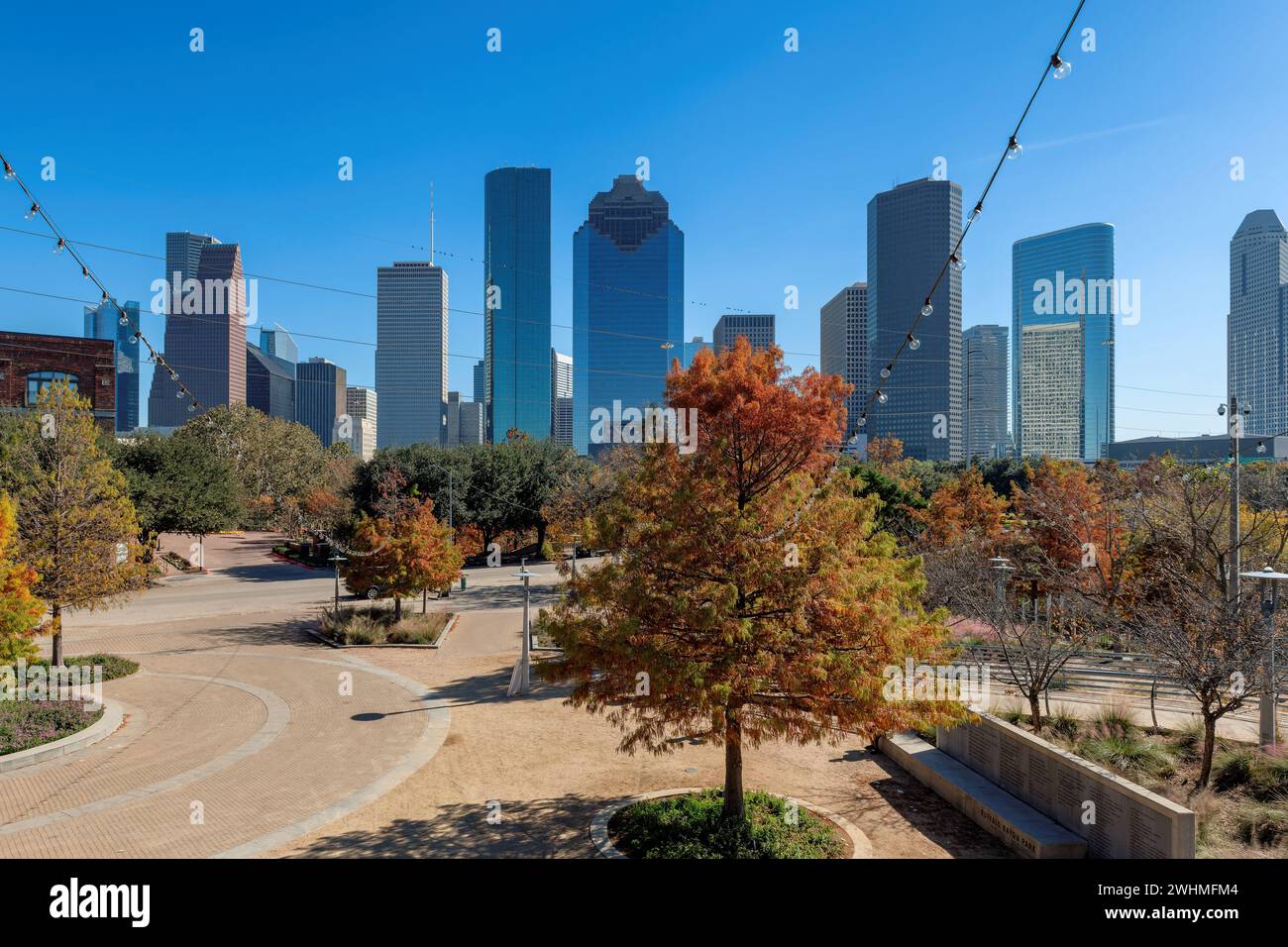 Houston Downtown am sonnigen Herbsttag in Houston, Texas, USA Stockfoto