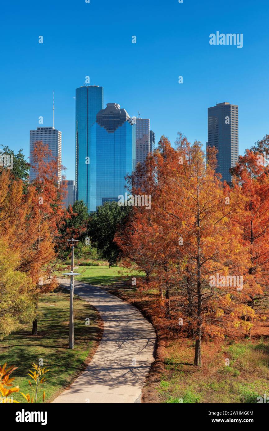 Houston Downtown am sonnigen Herbsttag in Houston, Texas, USA Stockfoto