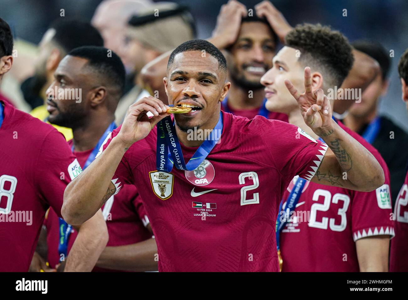 Doha, Katar, 10. Februar 2024, AFC Asian Cup Katar 2023 Finale: Katar 3-1 Jordanien, Abschlusszeremonie und Feier Stockfoto