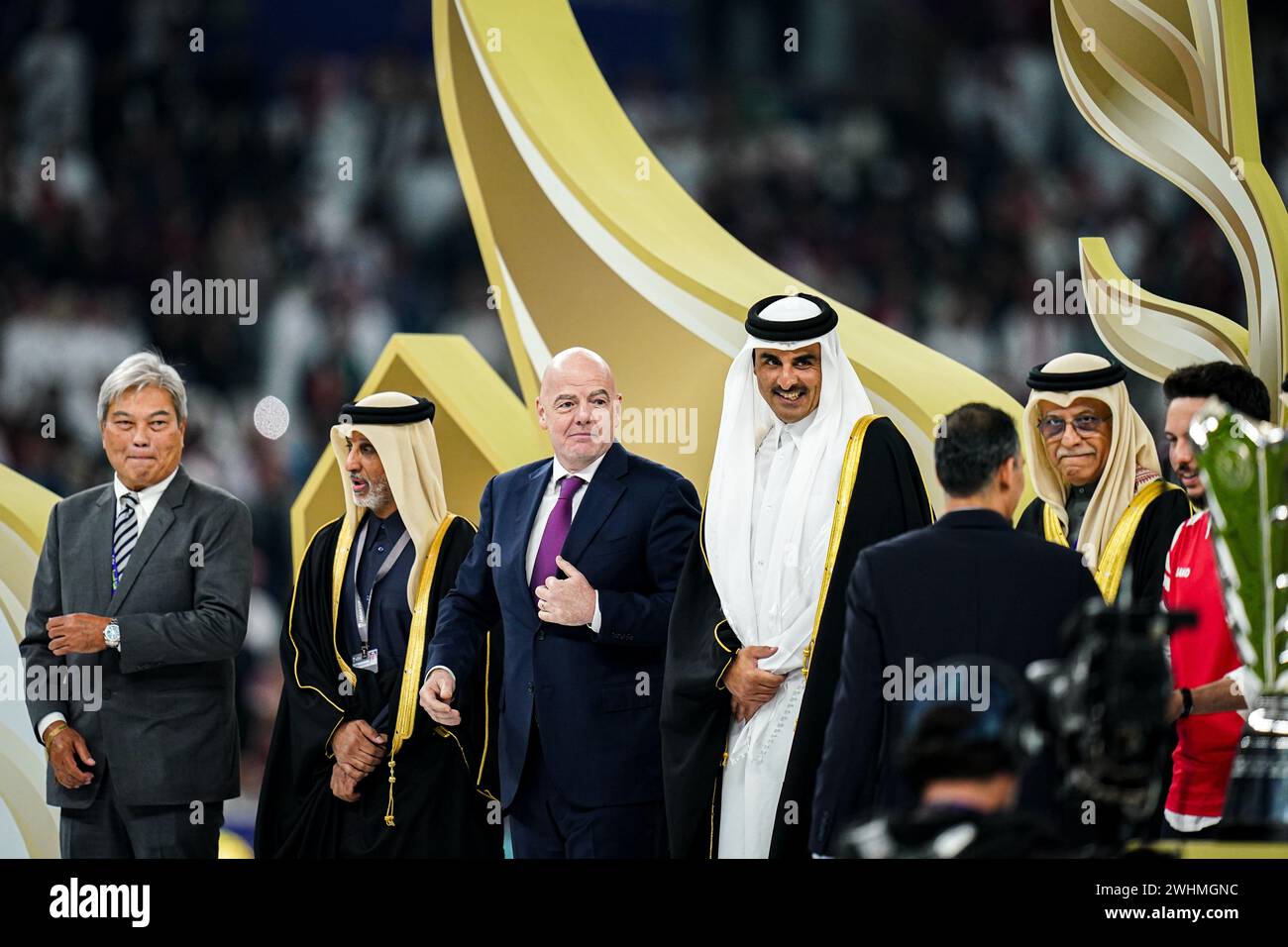 Doha, Katar, 10. Februar 2024, AFC Asian Cup Katar 2023 Finale: Katar 3-1 Jordanien, Abschlusszeremonie und Feier Stockfoto