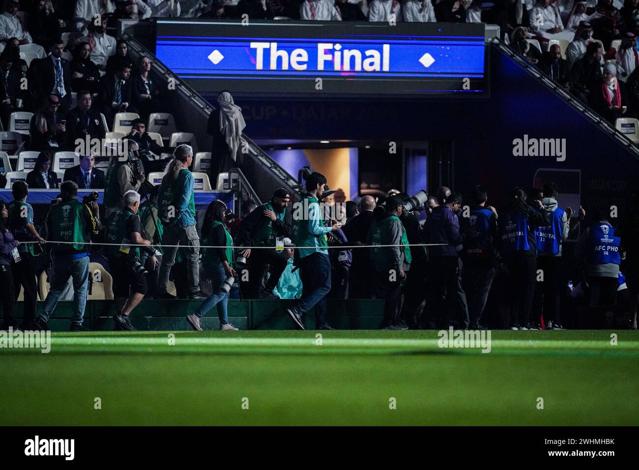 Doha, Katar, 10. Februar 2024, AFC Asian Cup Katar 2023 Finale: Katar 3-1 Jordanien, Medienvertreter bei der Eröffnungszeremonie. Stockfoto