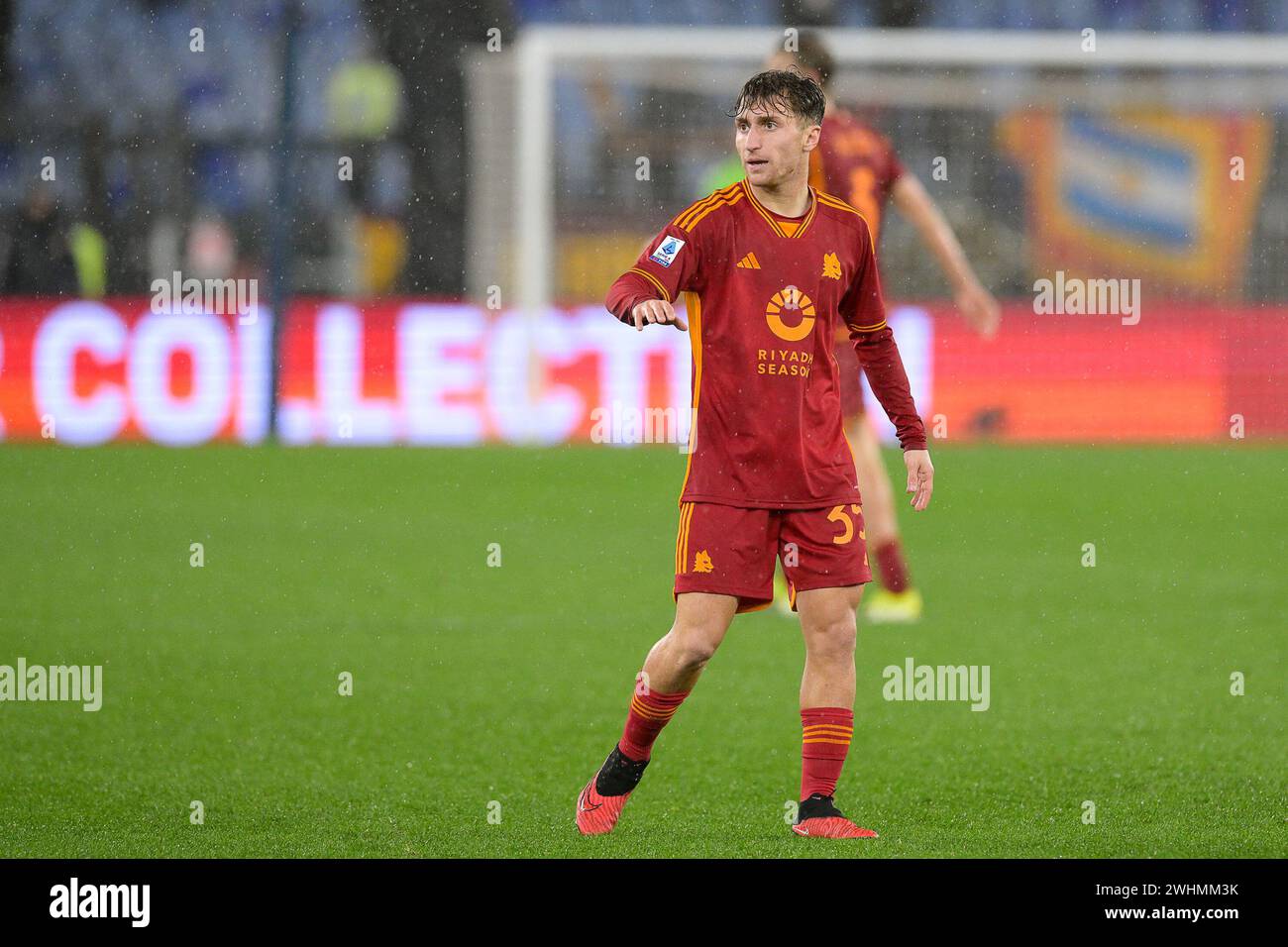 10. Februar 2024, Stadio Olimpico, Roma, Italien; Fußball der Serie A; Roma versus Internazionale Milano; Tommaso Baldanzi von AS Roma Stockfoto