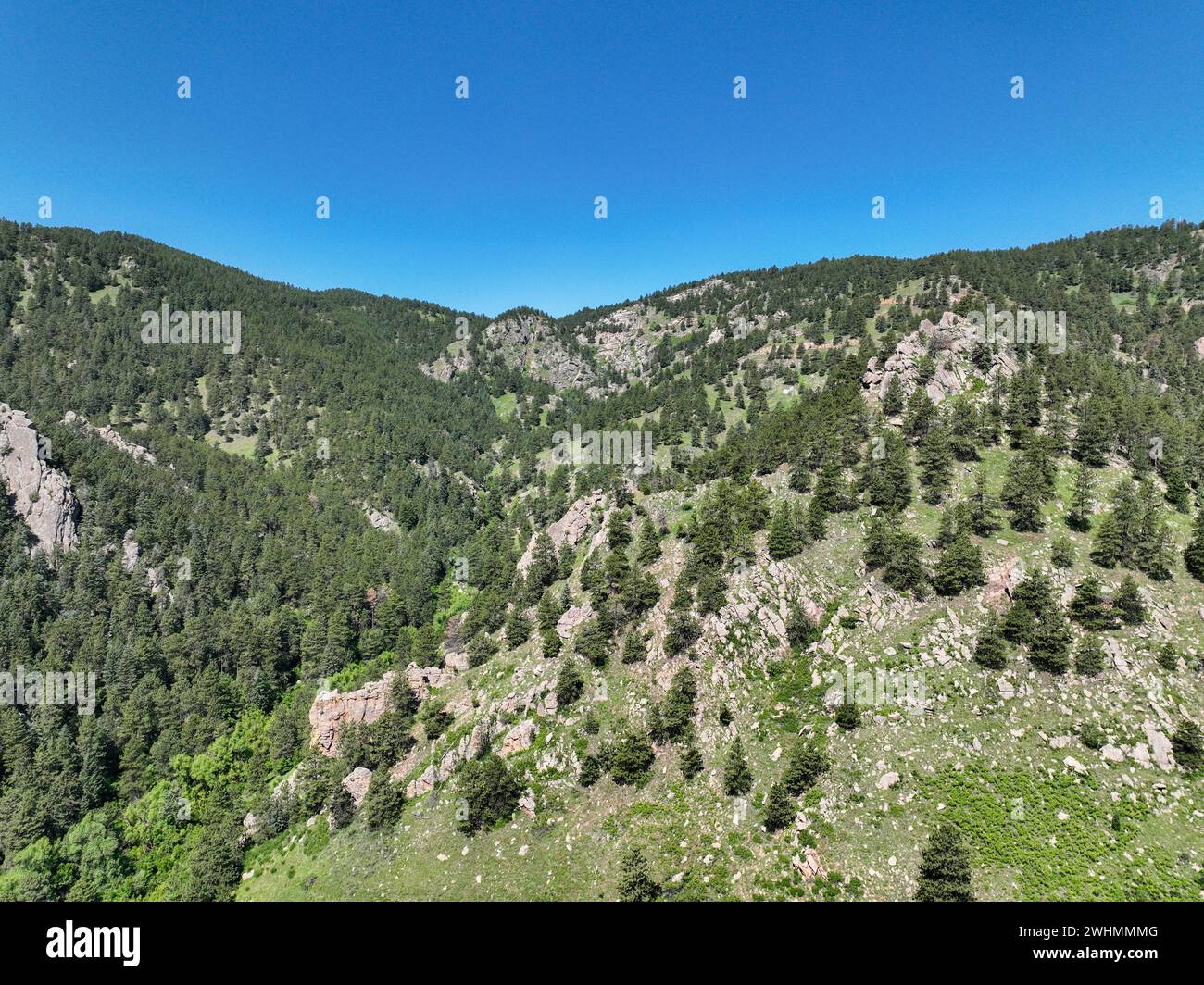 Die Flatirons, Felsformationen im Chautauqua Park in der Nähe von Boulder, Colorado Stockfoto