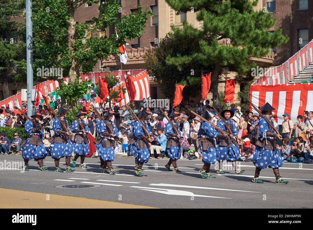 Die Armee des Feudalherrn beim Herbst-Nagoya-Festival. Japan Stockfoto