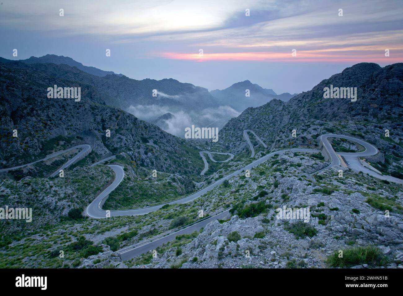 Carretera de Sa Calobra. Escorca.Sierra de Tramuntana.Mallorca.Islas Baleares. EspaÃ±a. Stockfoto