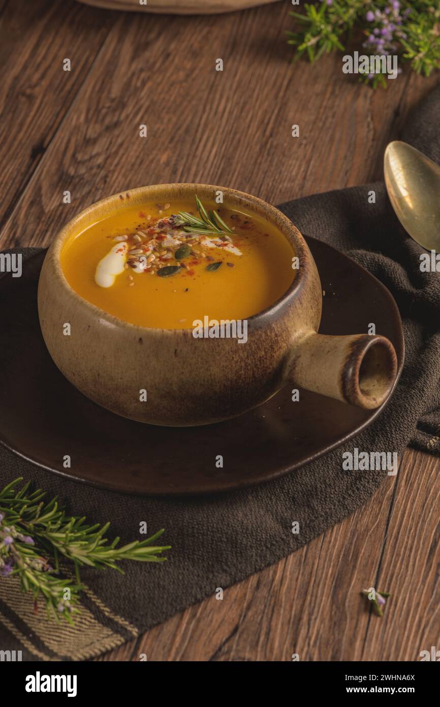 Gesunde Kürbissuppe Stockfoto