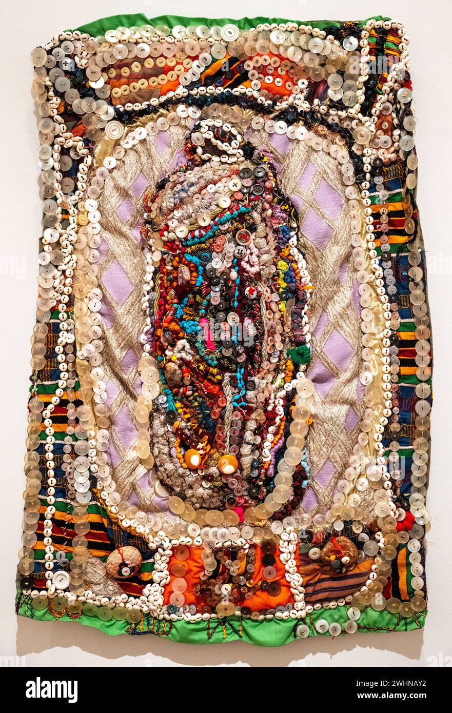 Elizabeth Talford Scott handgenähte Stoffkunst aus dem Jahr 1993-96 namens „Temple“ im Baltimore Museum of Art Stockfoto